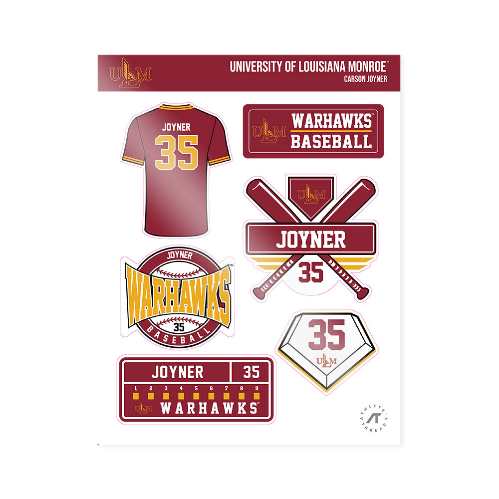 ULM - NCAA Baseball : Carson Joyner - Sticker Sheet-0