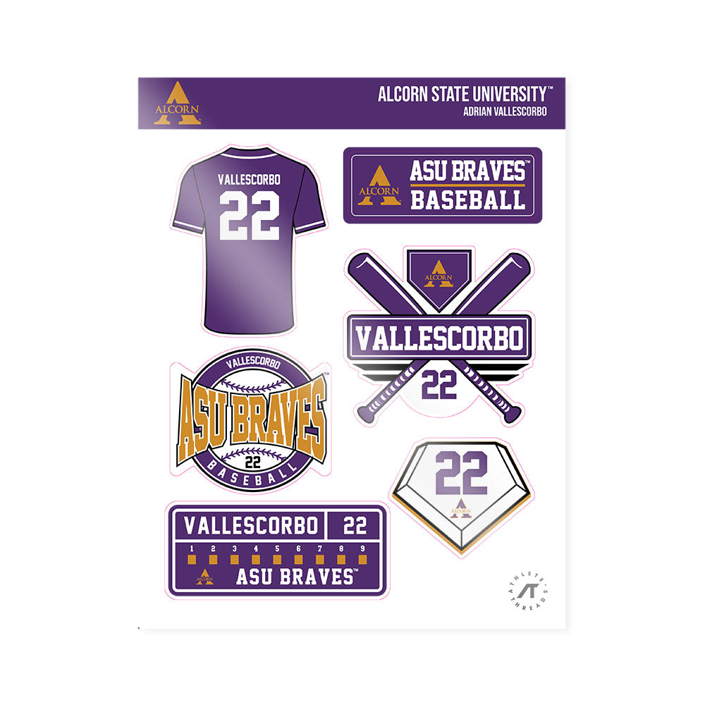 Alcorn - NCAA Baseball : Adrian Vallescorbo - Sticker Sheet-0