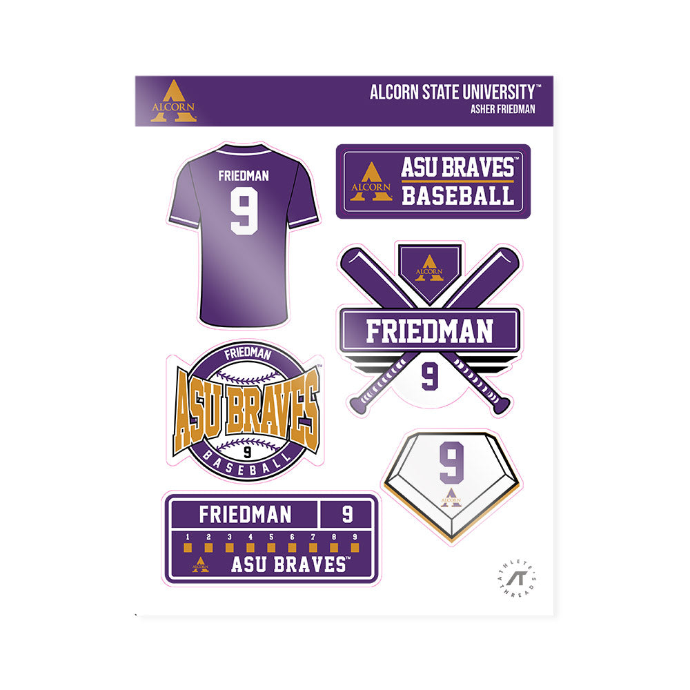 Alcorn - NCAA Baseball : Asher Friedman - Sticker Sheet-0