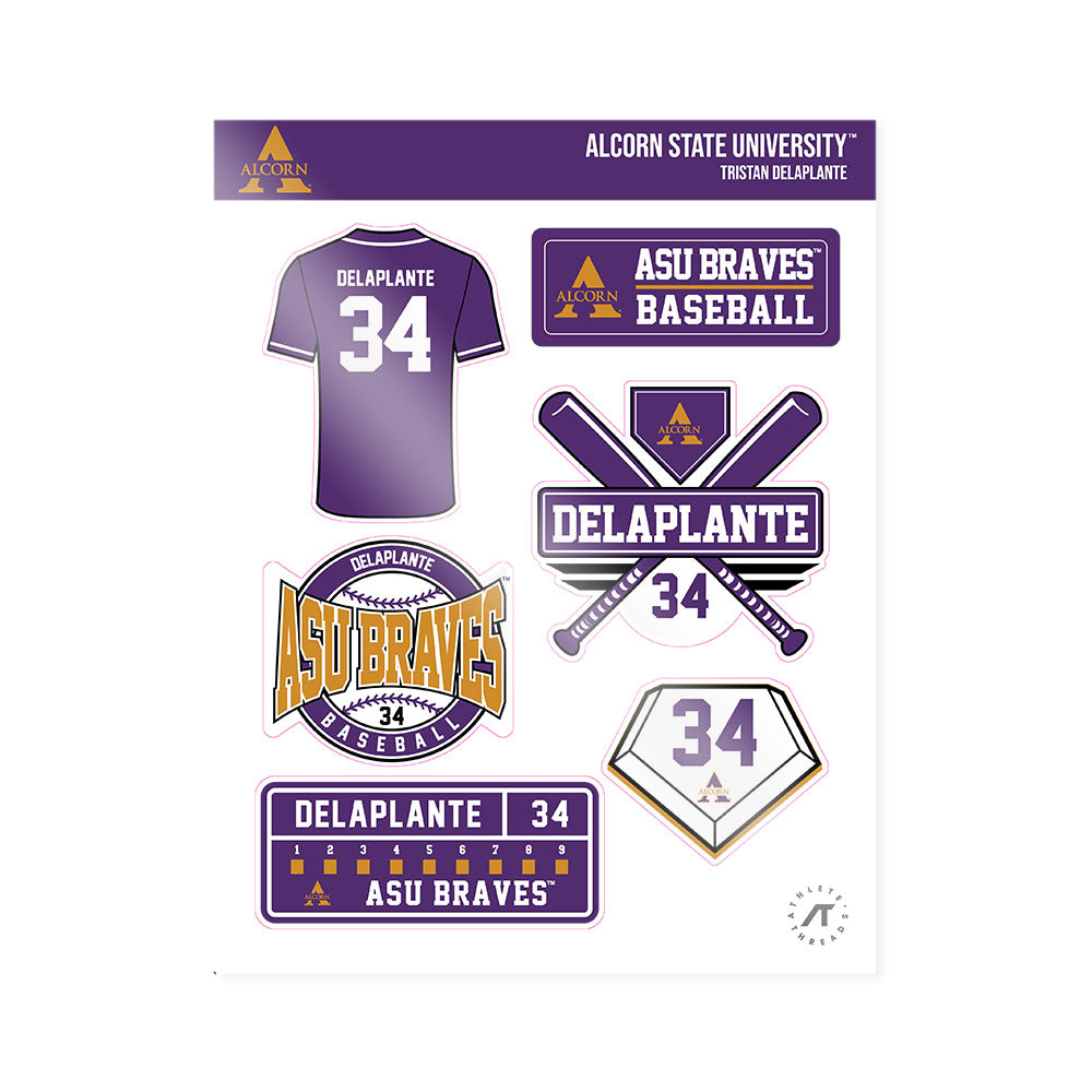 Alcorn - NCAA Baseball : Tristan Delaplante - Sticker Sheet-0