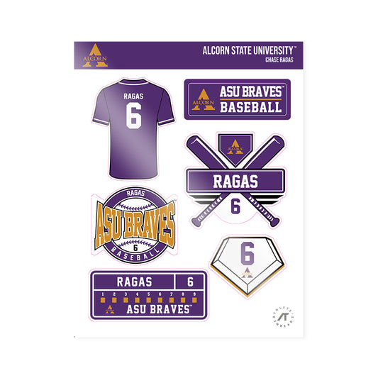 Alcorn - NCAA Baseball : Chase Ragas - Sticker Sheet-0