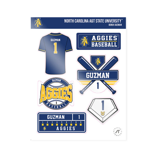 North Carolina A&T - NCAA Baseball : Derek Guzman - Sticker Sheet-0