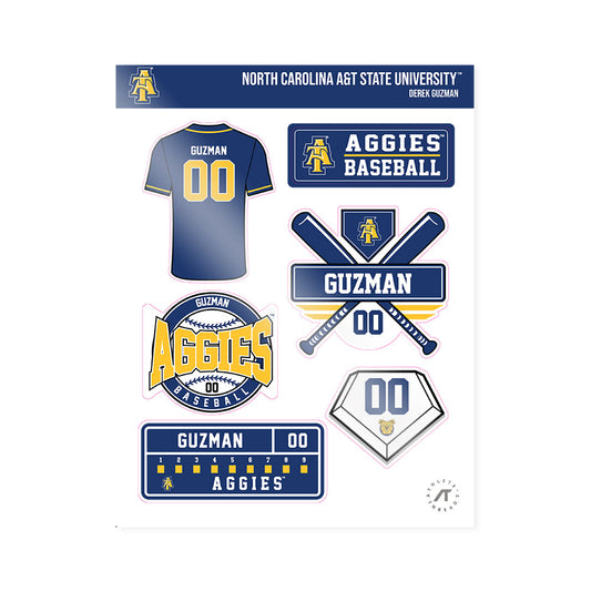 North Carolina A&T - NCAA Baseball : Derek Guzman - Sticker Sheet-0