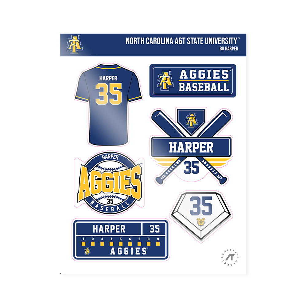 North Carolina A&T - NCAA Baseball : Bo Harper - Sticker Sheet-0