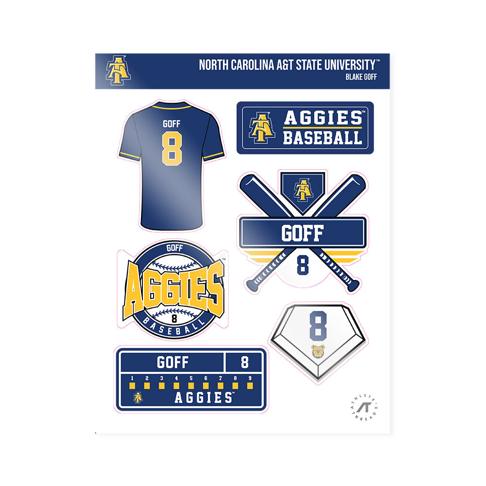 North Carolina A&T - NCAA Baseball : Blake Goff - Sticker Sheet-0