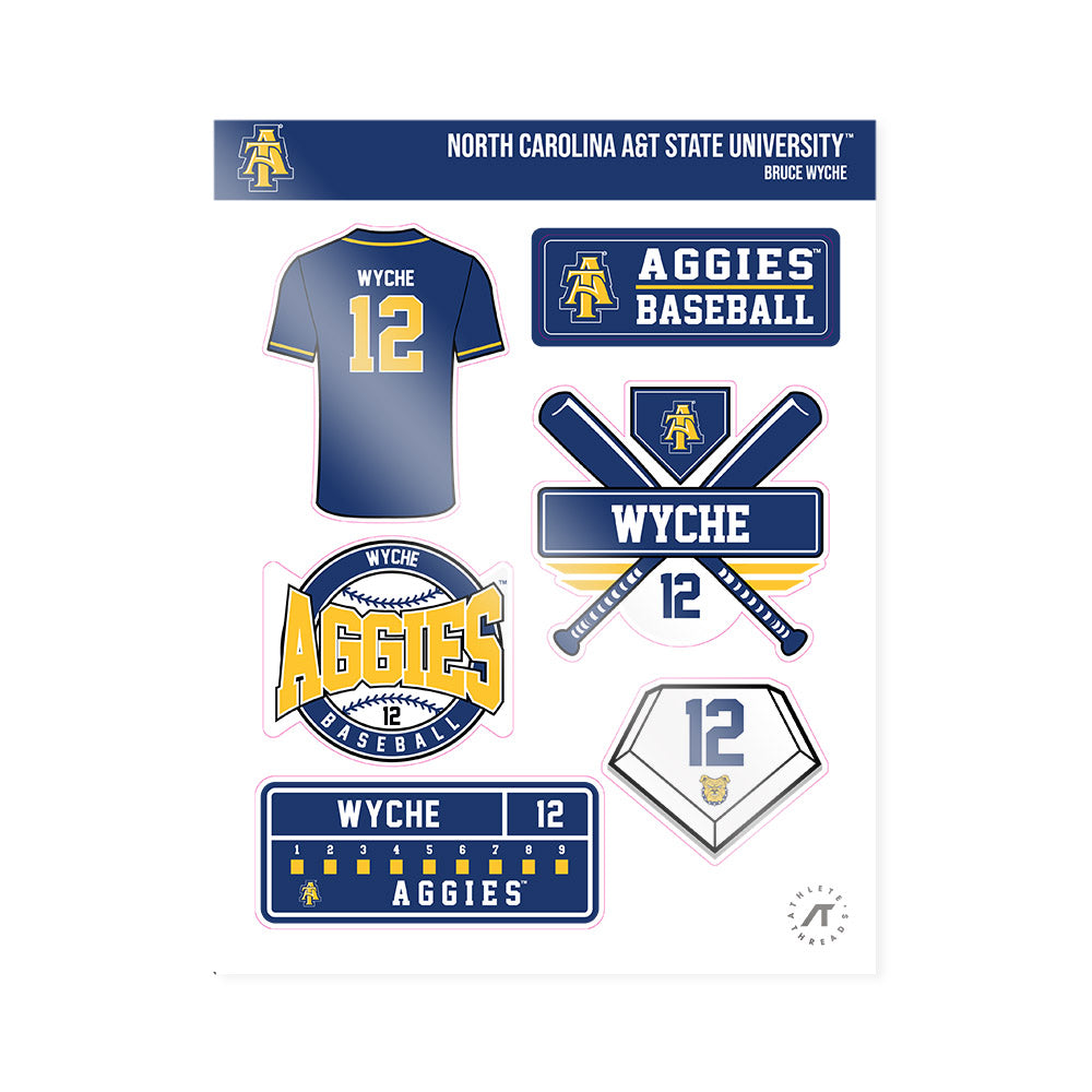 North Carolina A&T - NCAA Baseball : Bruce Wyche - Sticker Sheet-0