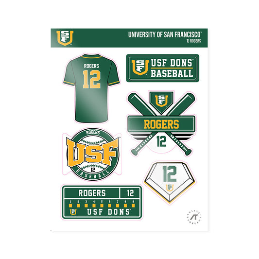 USFCA - NCAA Baseball : TJ Rogers - Sticker Sheet-0
