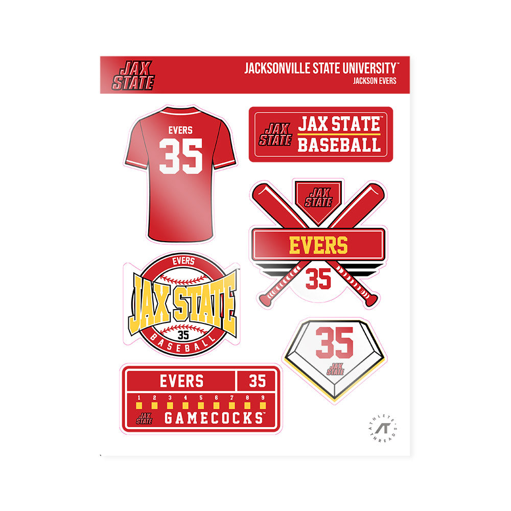 Jax State - NCAA Baseball : Jackson Evers - Sticker Sheet-0