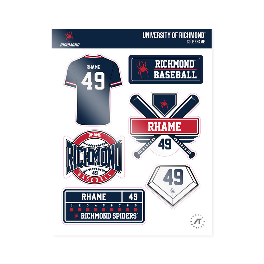 Richmond - NCAA Baseball : Cole Rhame - Sticker Sheet-0