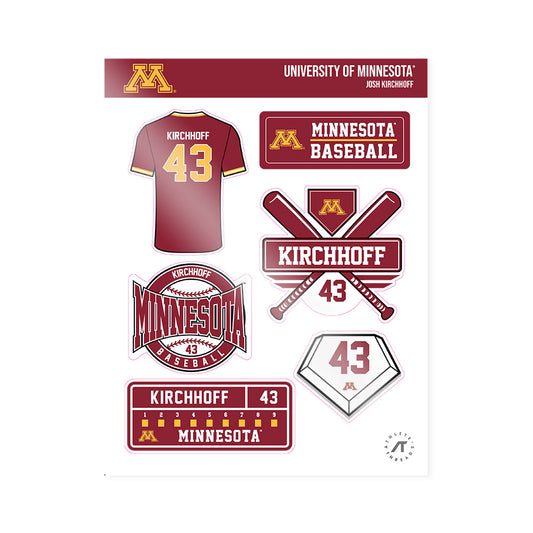 Minnesota - NCAA Baseball : Josh Kirchhoff - Sticker Sheet-0