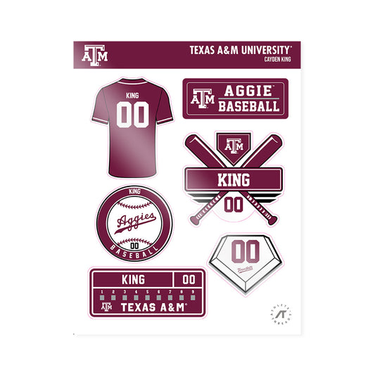 Texas A&M - NCAA Baseball : Cayden King - Sticker Sheet-0