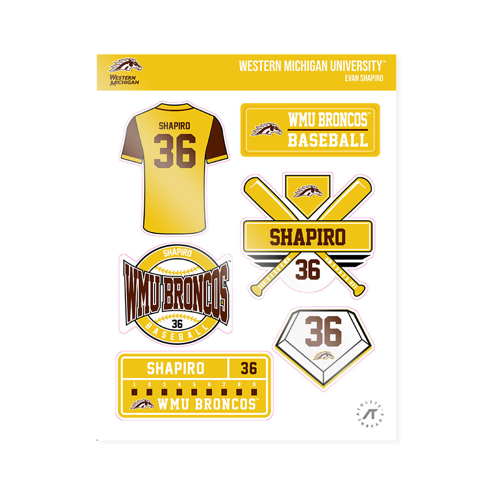 Western Michigan - NCAA Baseball : Evan Shapiro - Sticker Sheet-0