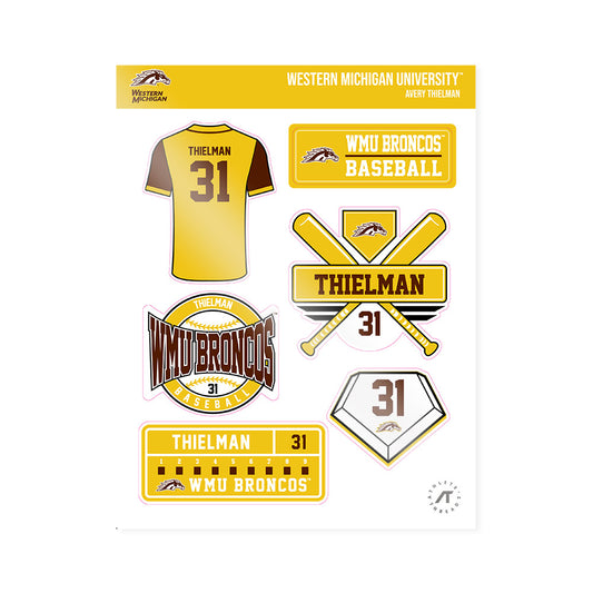 Western Michigan - NCAA Baseball : Avery Thielman - Sticker Sheet-0