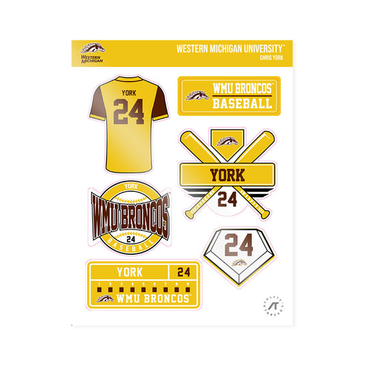 Western Michigan - NCAA Baseball : Chris York - Sticker Sheet-0