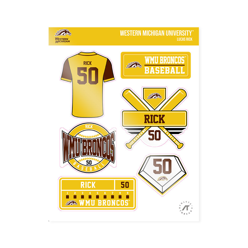 Western Michigan - NCAA Baseball : Lucas Rick - Sticker Sheet-0