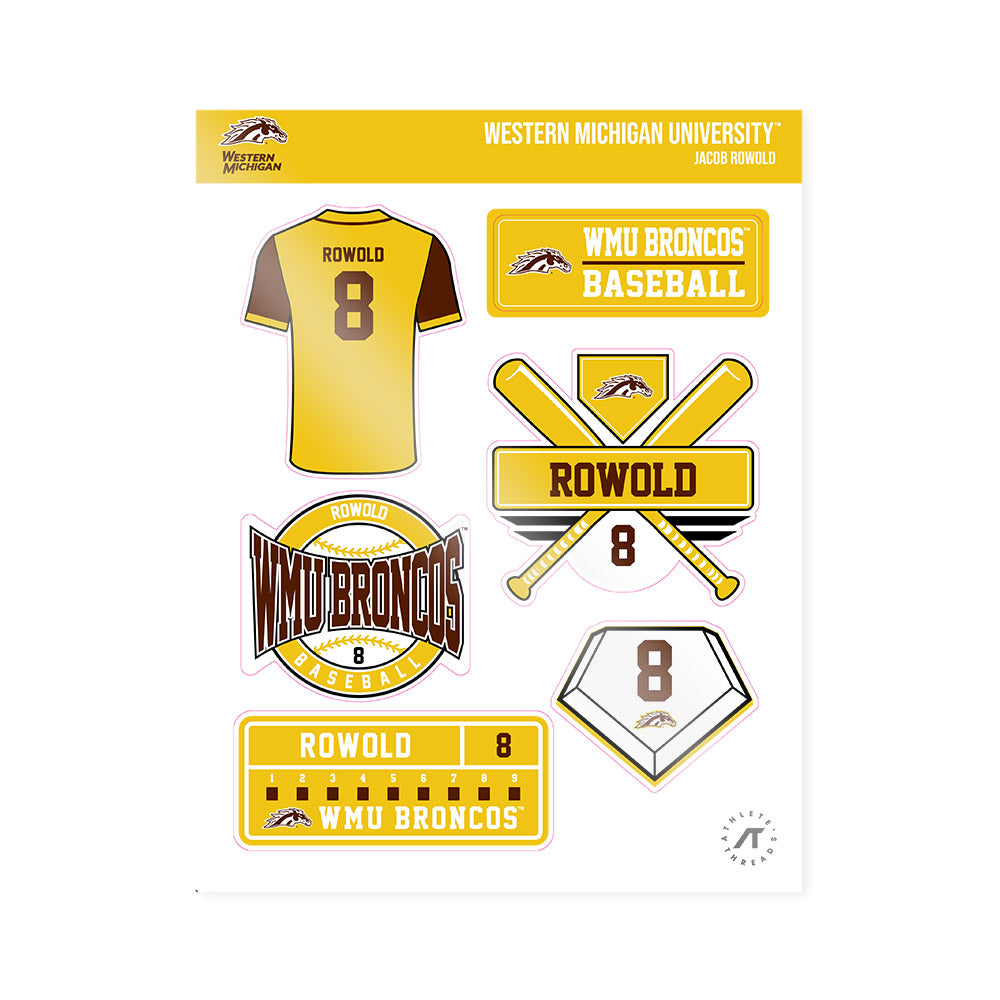 Western Michigan - NCAA Baseball : Jacob Rowold - Sticker Sheet-0