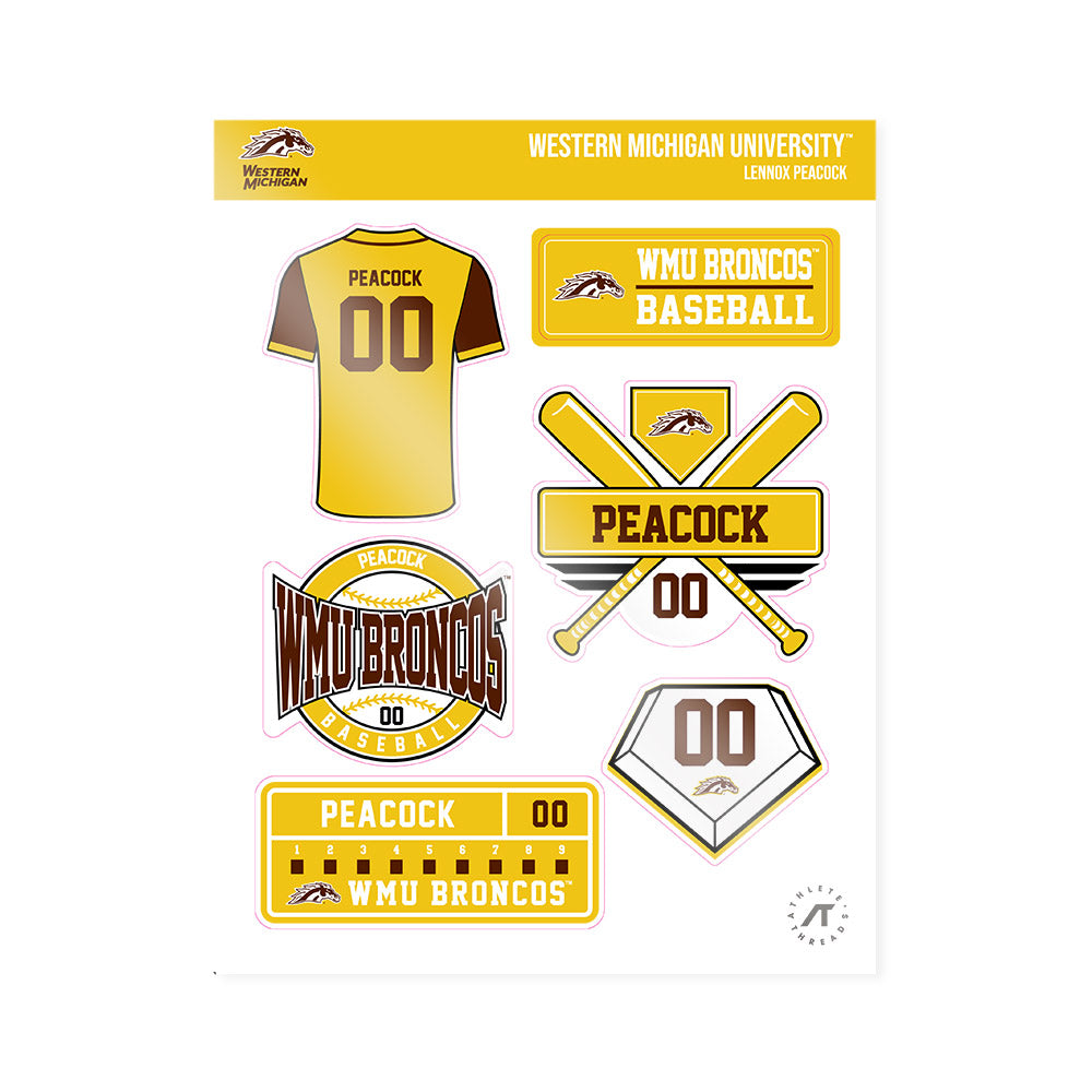 Western Michigan - NCAA Baseball : Lennox Peacock - Sticker Sheet-0