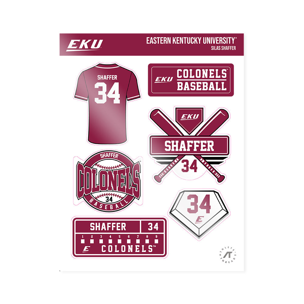 EKU - NCAA Baseball : Silas Shaffer - Sticker Sheet-0