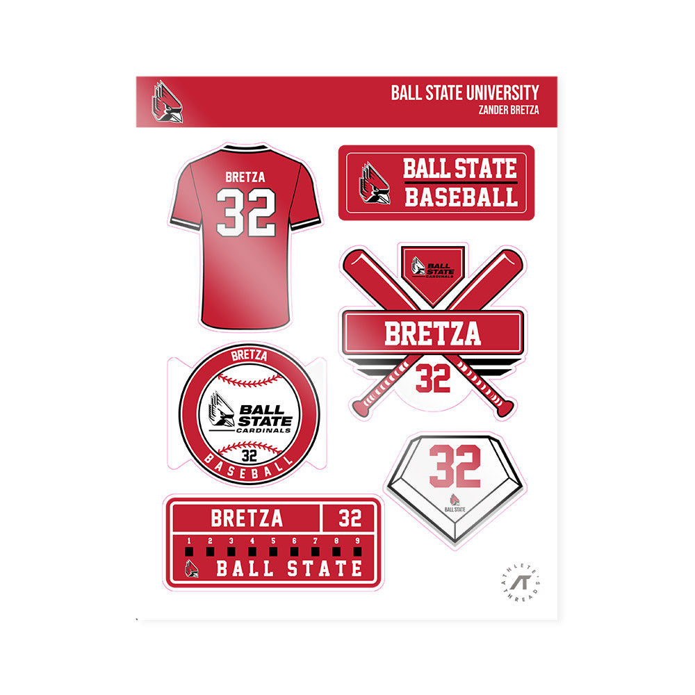 Ball State - NCAA Baseball : Zander Bretza - Sticker Sheet-0