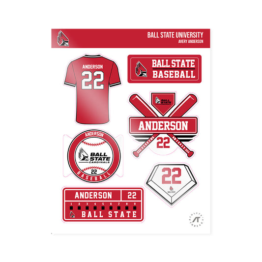 Ball State - NCAA Baseball : Avery Anderson - Sticker Sheet-0