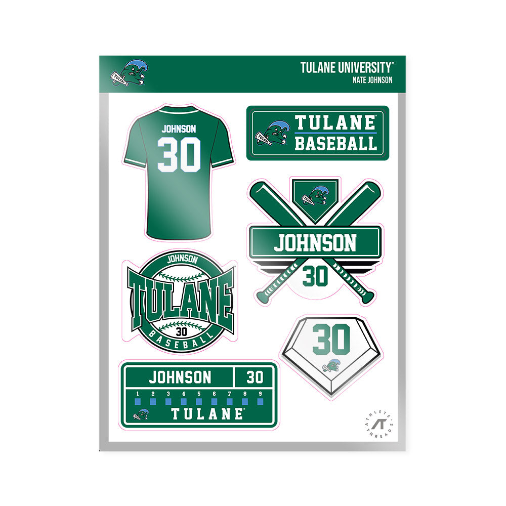 Tulane - NCAA Baseball : Nate Johnson - Sticker Sheet-0
