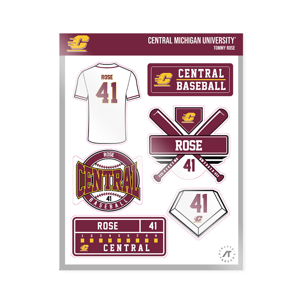 Central Michigan - NCAA Baseball : Tommy Rose - Sticker Sheet-0