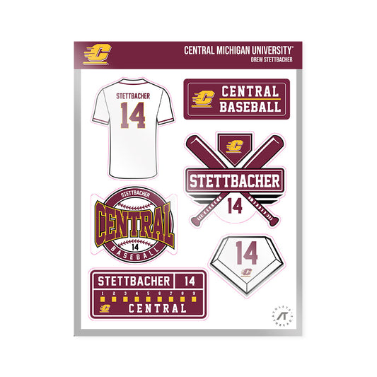 Central Michigan - NCAA Baseball : Drew Stettbacher - Sticker Sheet-0