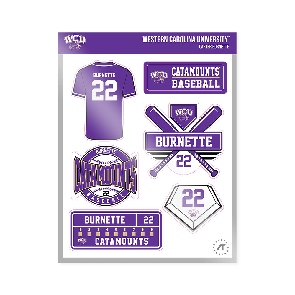Western Carolina - NCAA Baseball : Carter Burnette - Sticker Sheet-0