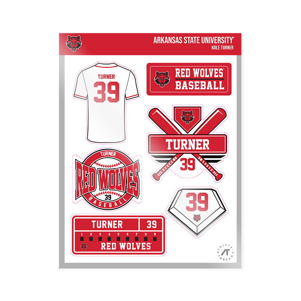 Arkansas State - NCAA Baseball : Kole Turner - Sticker Sheet-0