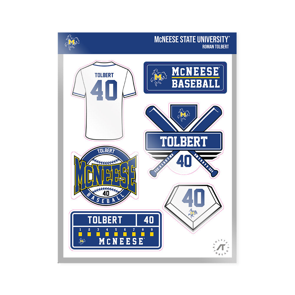 McNeese State - NCAA Baseball : Roman Tolbert - Sticker Sheet-0