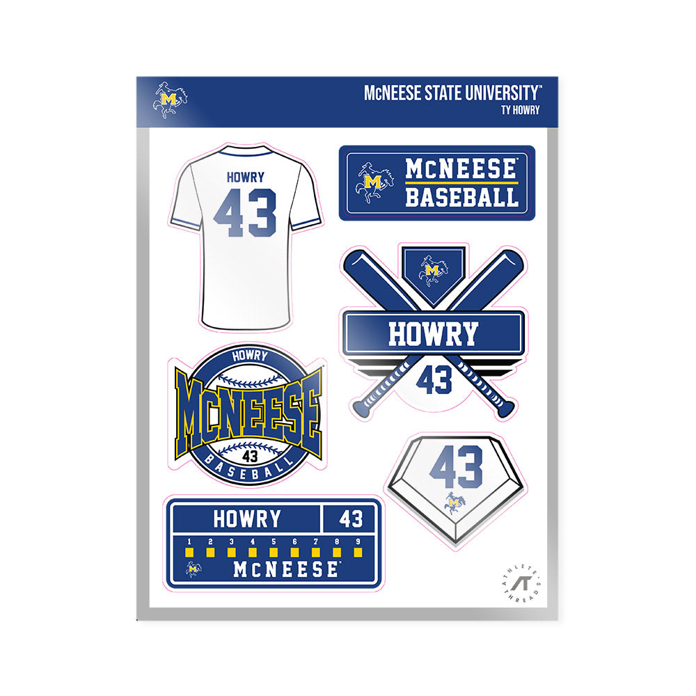 McNeese State - NCAA Baseball : Ty Howry - Sticker Sheet-0