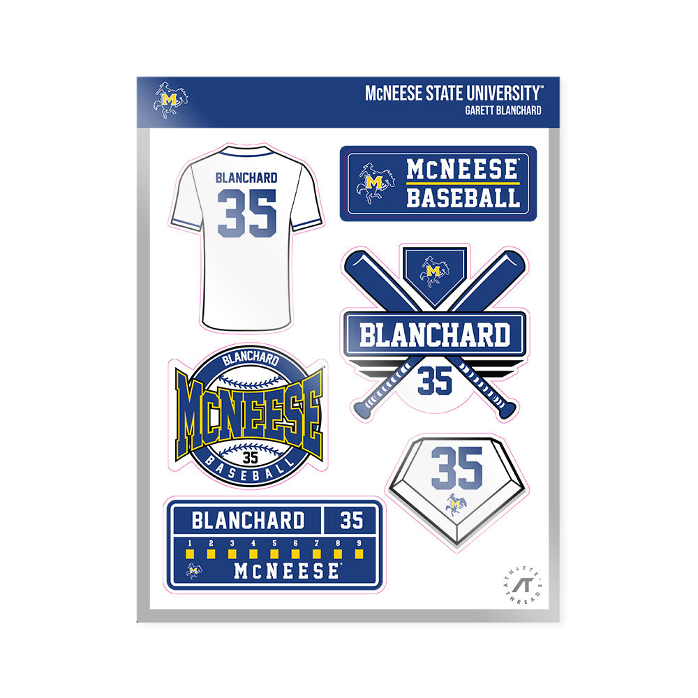 McNeese State - NCAA Baseball : Garett Blanchard - Sticker Sheet-0