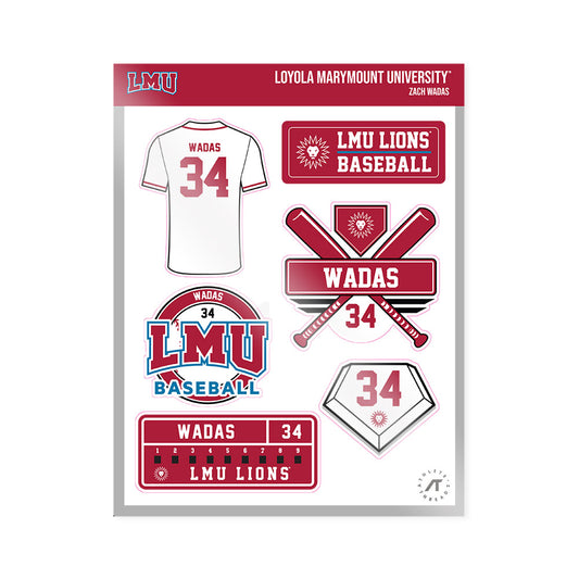 LMU - NCAA Baseball : Zach Wadas - Sticker Sheet-0
