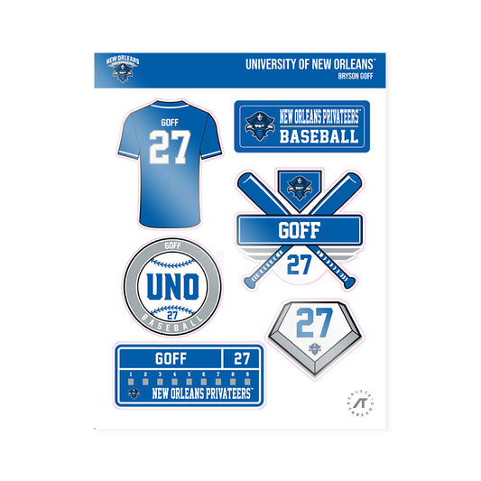 New Orleans - NCAA Baseball : Bryson Goff - Sticker Sheet-0
