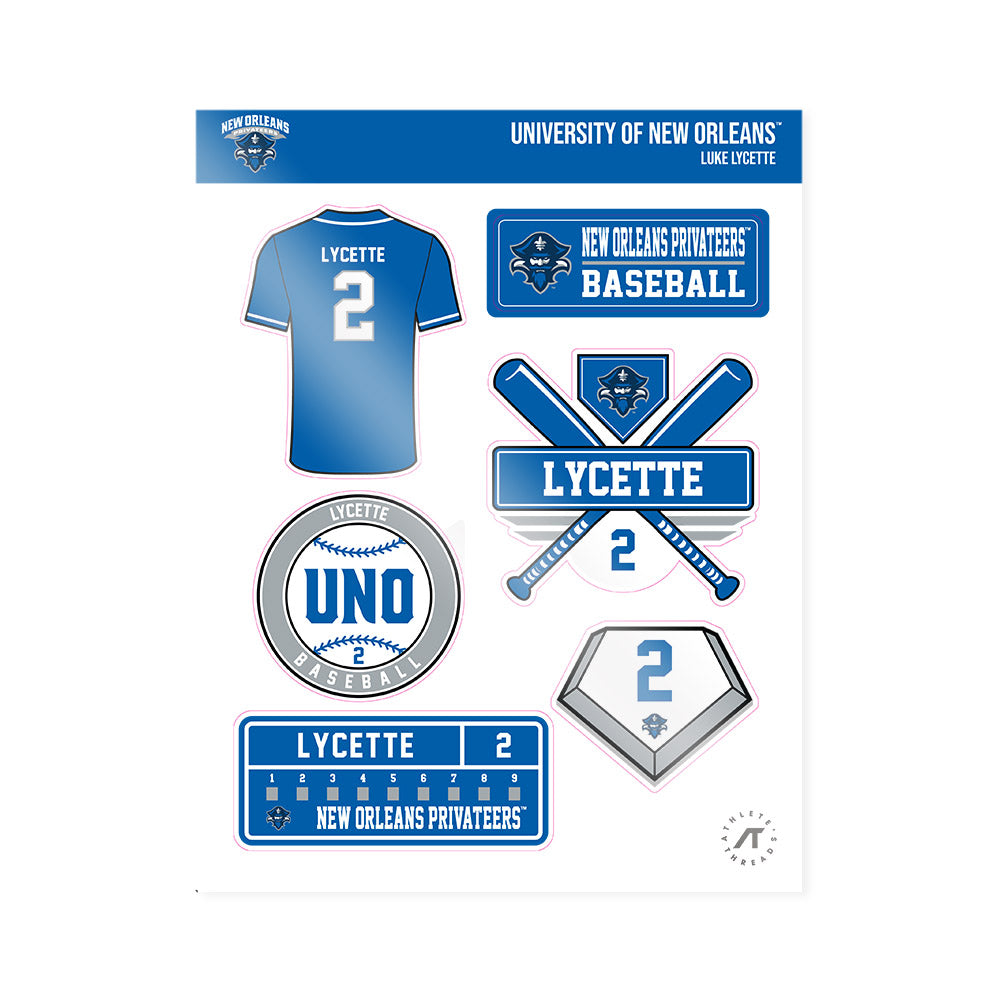 New Orleans - NCAA Baseball : Luke Lycette - Sticker Sheet-0