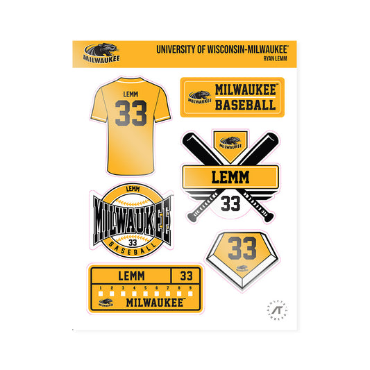 UW Milwaukee - NCAA Baseball : Ryan Lemm - Sticker Sheet-0