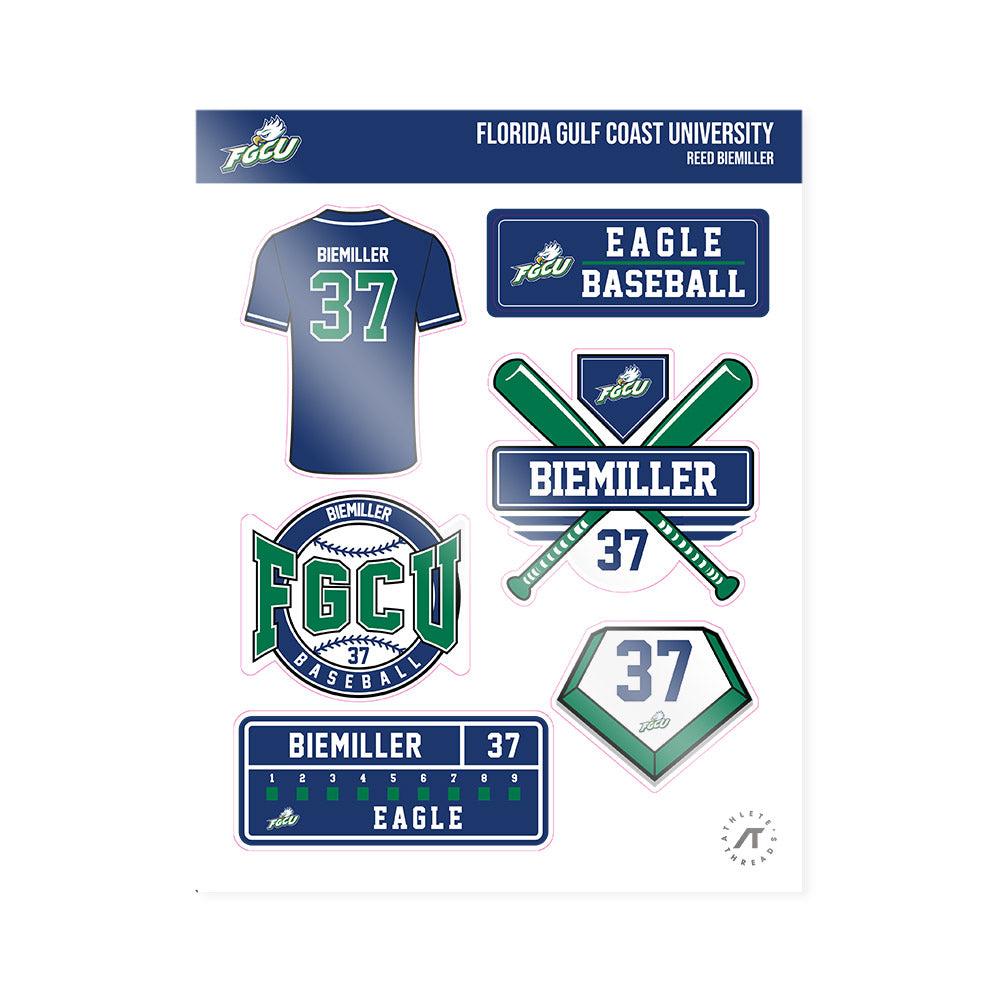 FGCU - NCAA Baseball : Reed Biemiller - Sticker Sheet-0
