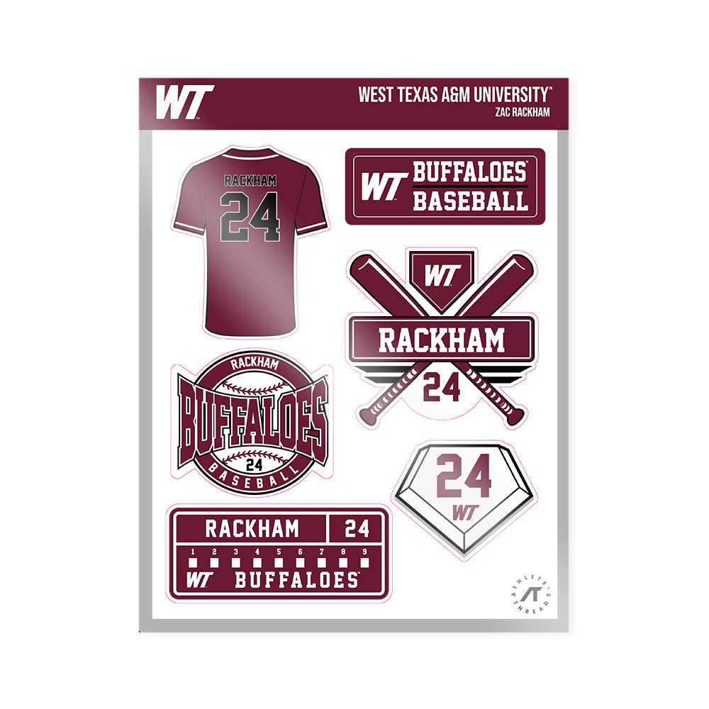 WTAMU - NCAA Baseball : Zac Rackham - Sticker Sheet-0