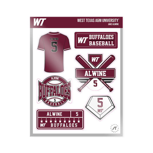 WTAMU - NCAA Baseball : Jake Alwine - Sticker Sheet-0