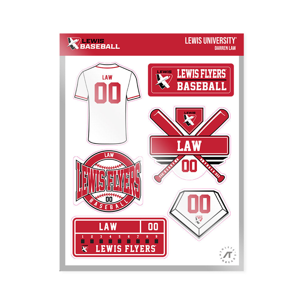 Lewis - NCAA Baseball : Darren Law - Sticker Sheet-0