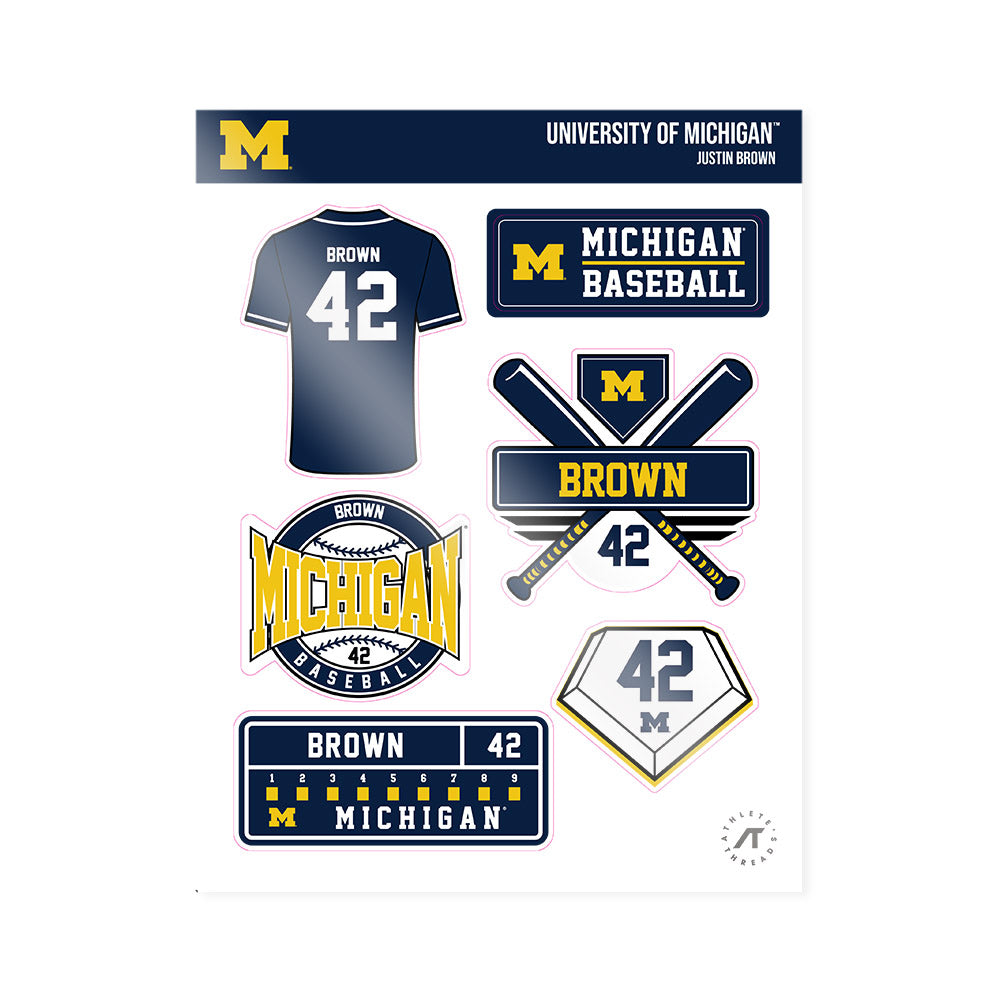 Michigan - NCAA Baseball : Justin Brown - Sticker Sheet-0