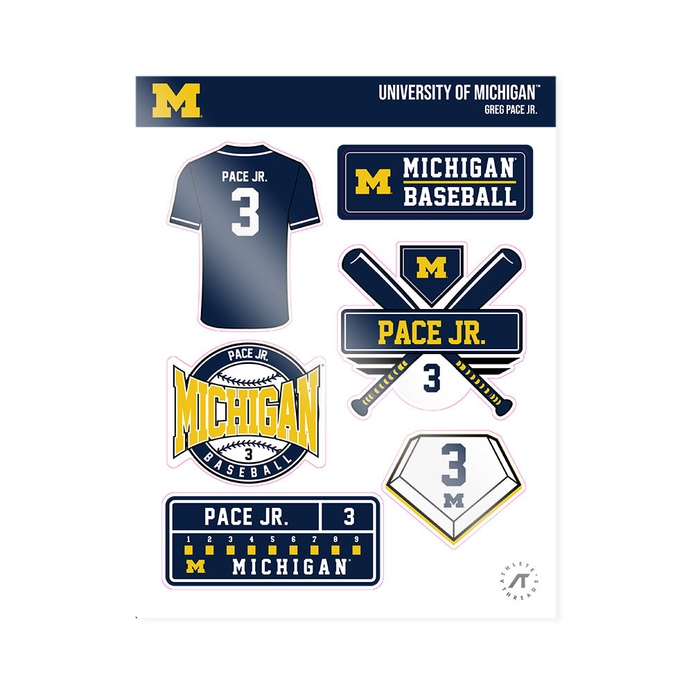 Michigan - NCAA Baseball : Greg Pace Jr. - Sticker Sheet-0