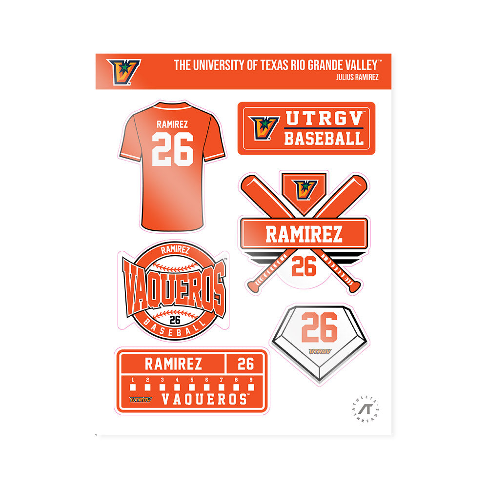 UTRGV - NCAA Baseball : Julius Ramirez - Sticker Sheet-0