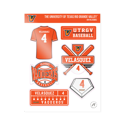 UTRGV - NCAA Baseball : Ian Velasquez - Sticker Sheet-0