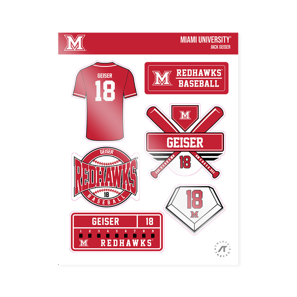 Miami of Ohio - NCAA Baseball : Jack Geiser - Sticker Sheet-0