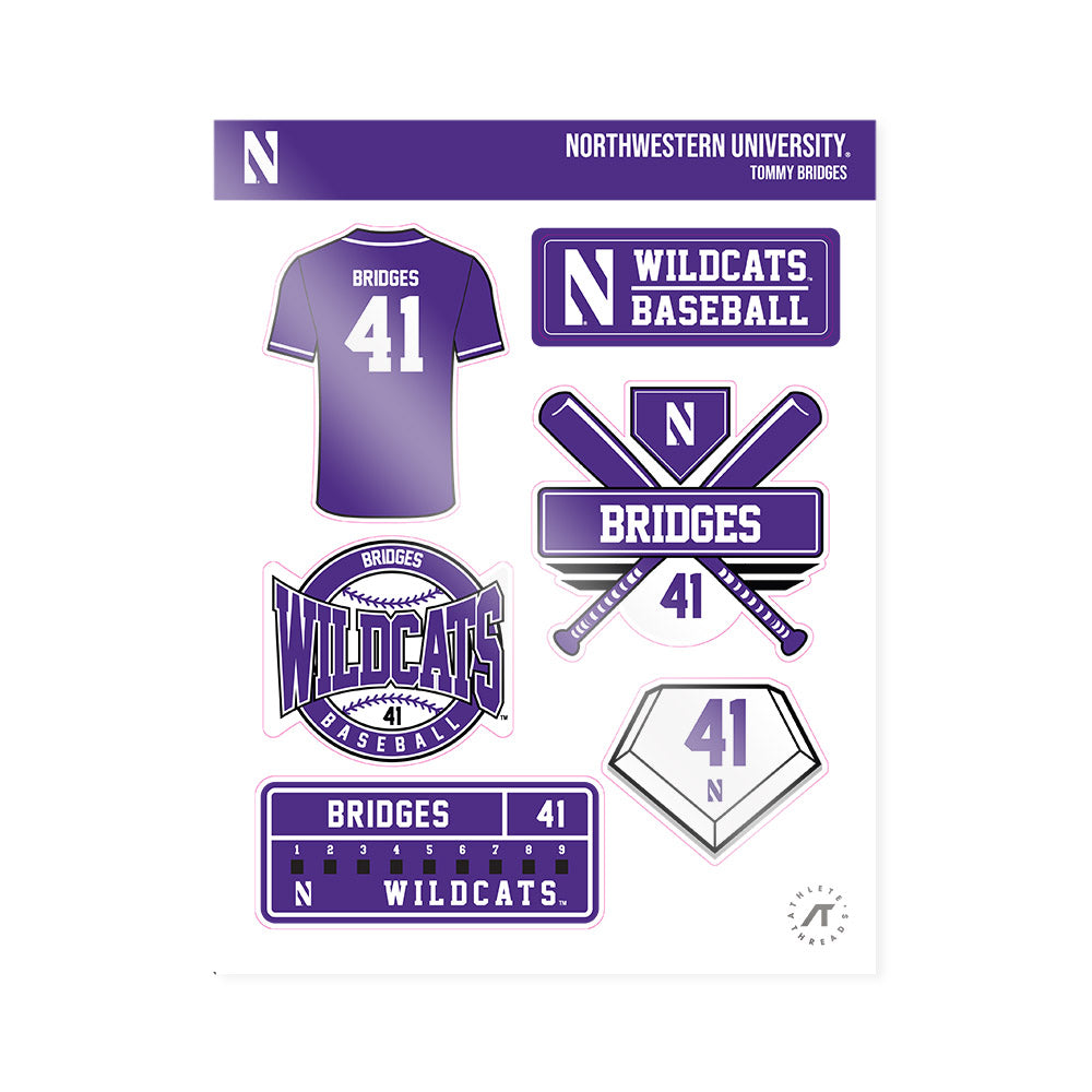 Northwestern - NCAA Baseball : Tommy Bridges - Sticker Sheet-0
