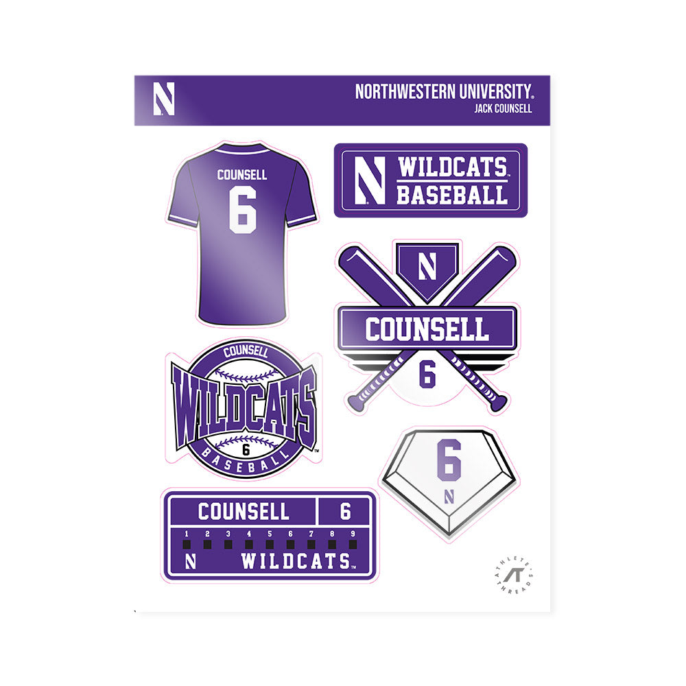 Northwestern - NCAA Baseball : Jack Counsell - Sticker Sheet-0