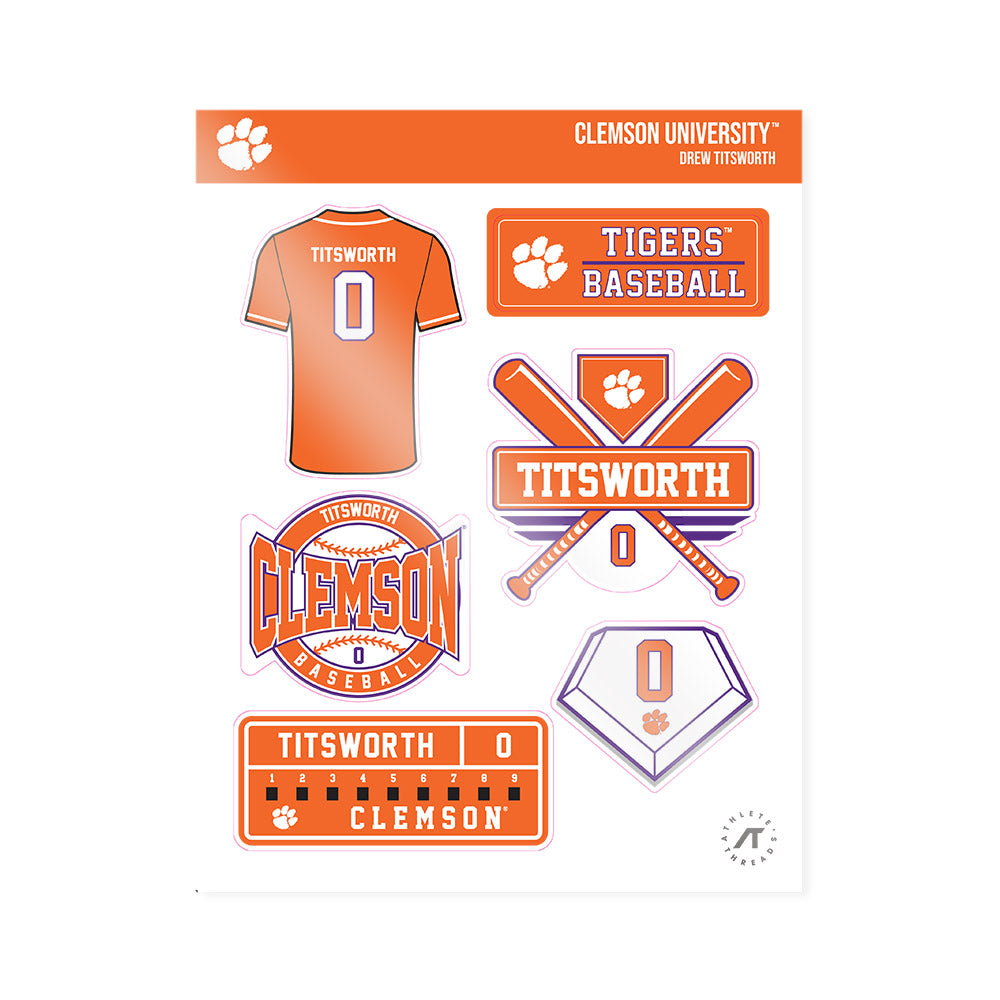Clemson - NCAA Baseball : Drew Titsworth - Sticker Sheet-0