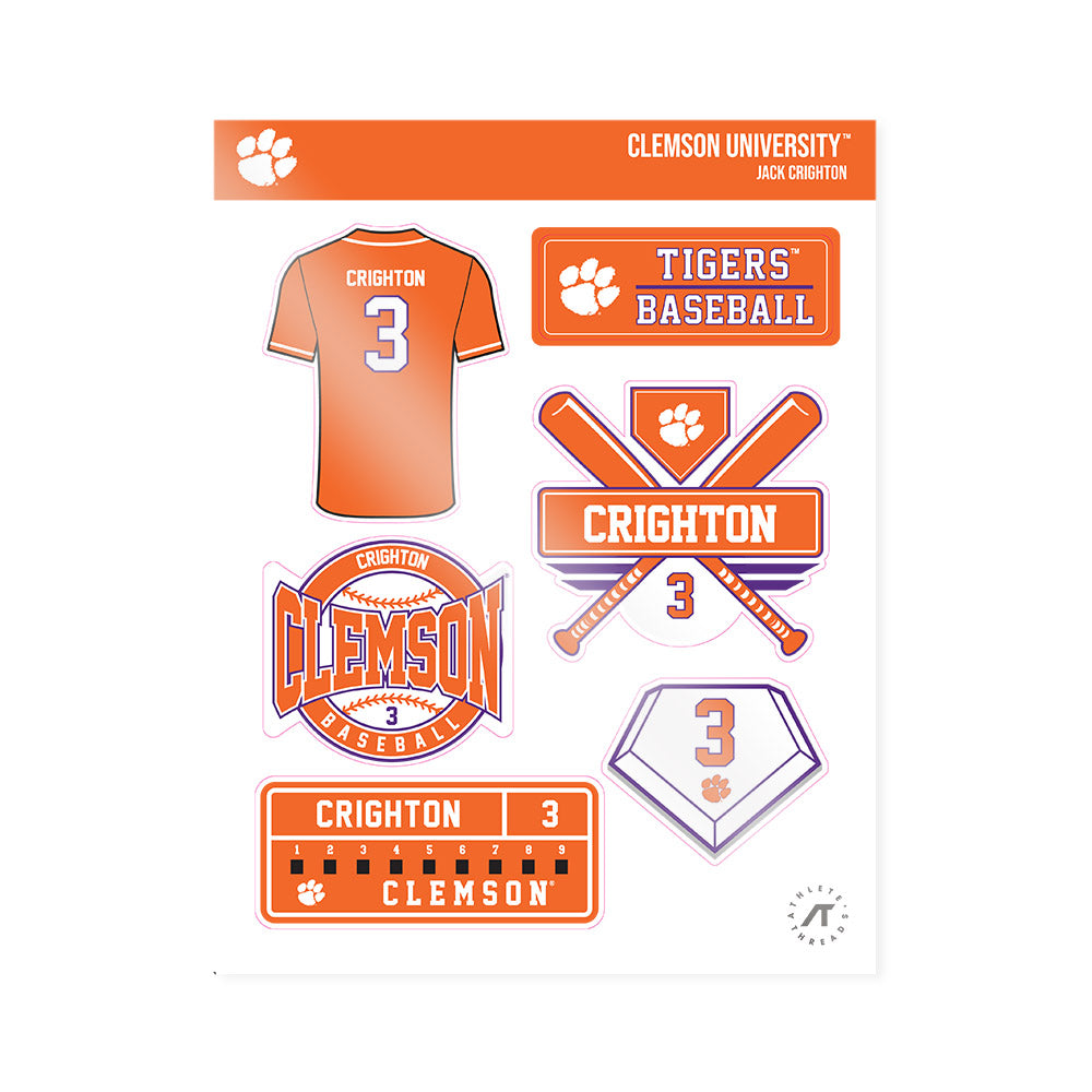 Clemson - NCAA Baseball : Jack Crighton - Sticker Sheet-0