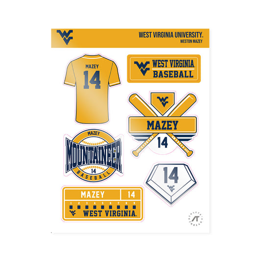 West Virginia - NCAA Baseball : Weston Mazey - Sticker Sheet-0